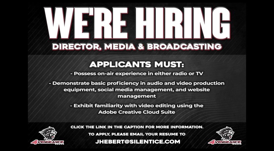 Job Posting: Director, Media & Broadcasting - 4Vengeance Media